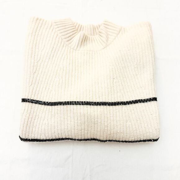 The Kooples Wool Long Sleeve Sweater Black Studded Trim Size 3 L - Picture 6 of 7